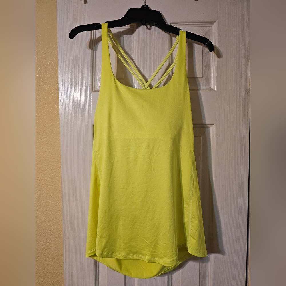 Women's Neon Yellow Strappy Workout Tank Top
